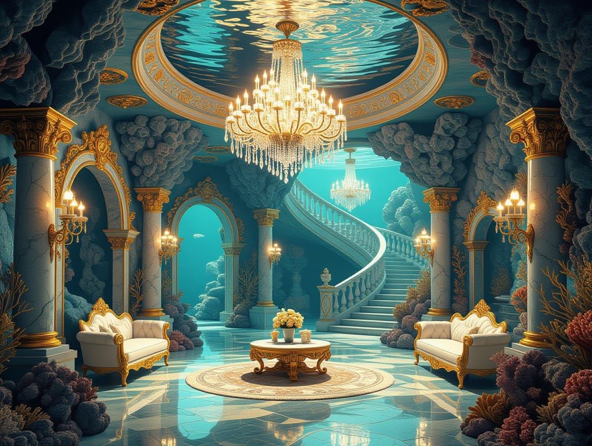 Opulent Underwater Palace in Rococo Style