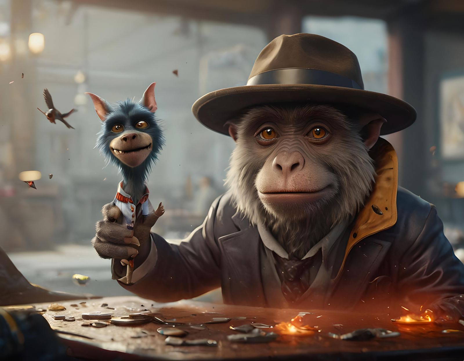 Dog Mobster Cartoon in Iridescent HD