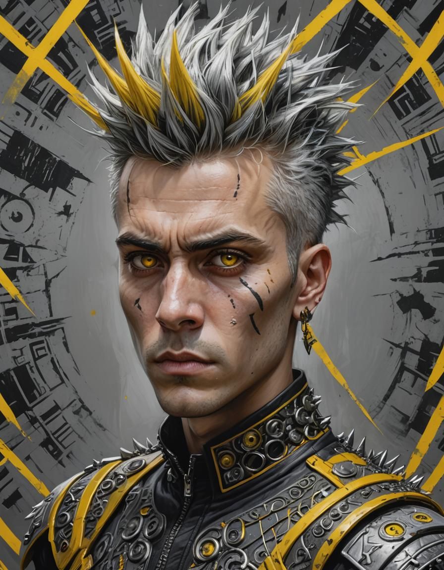 Intricate Dark Fantasy Portrait with Mohawk Hairstyle