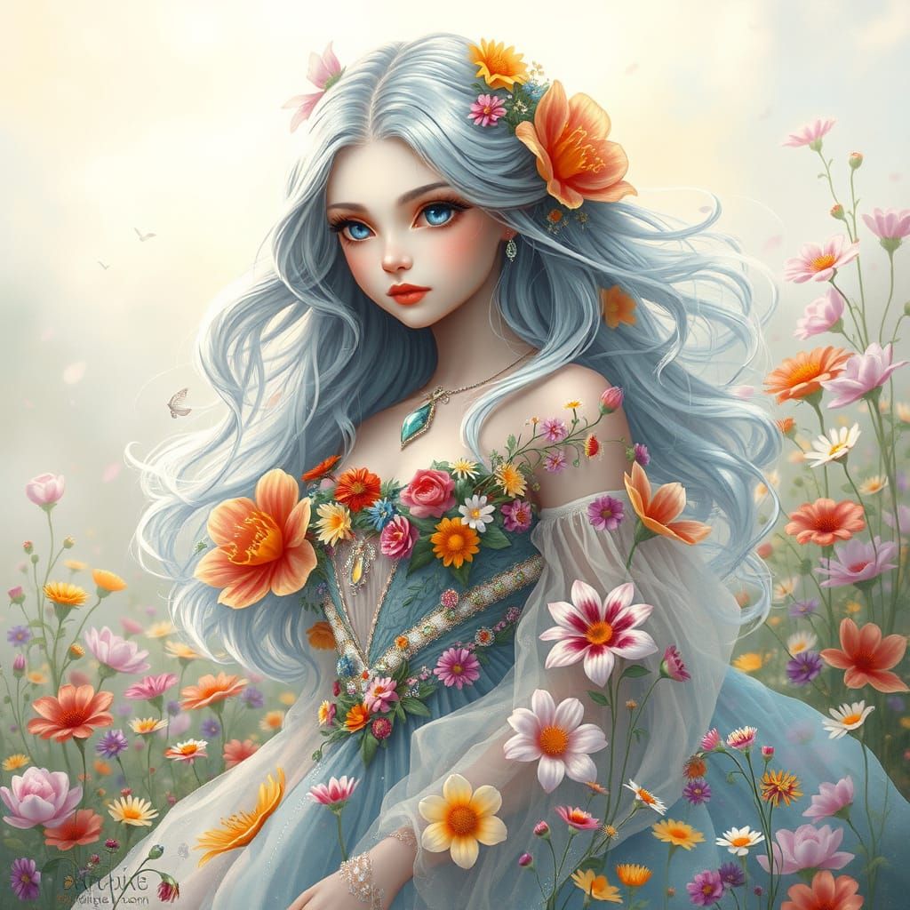 Spring Goddess in Ethereal Bloom
