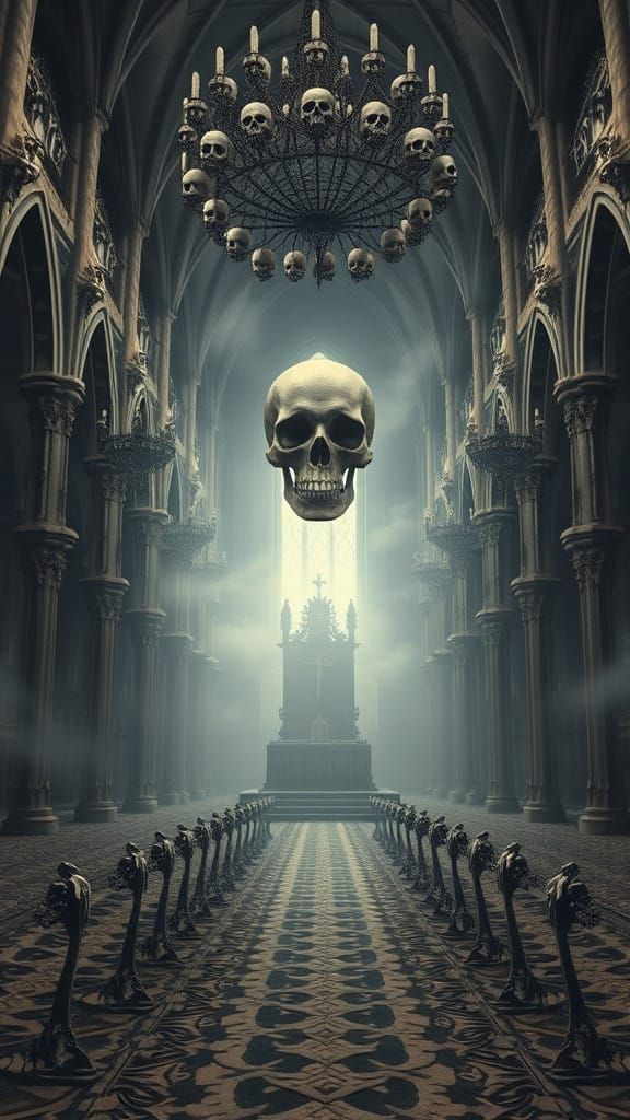 Gothic Cathedral Made from Human Bones and Skulls