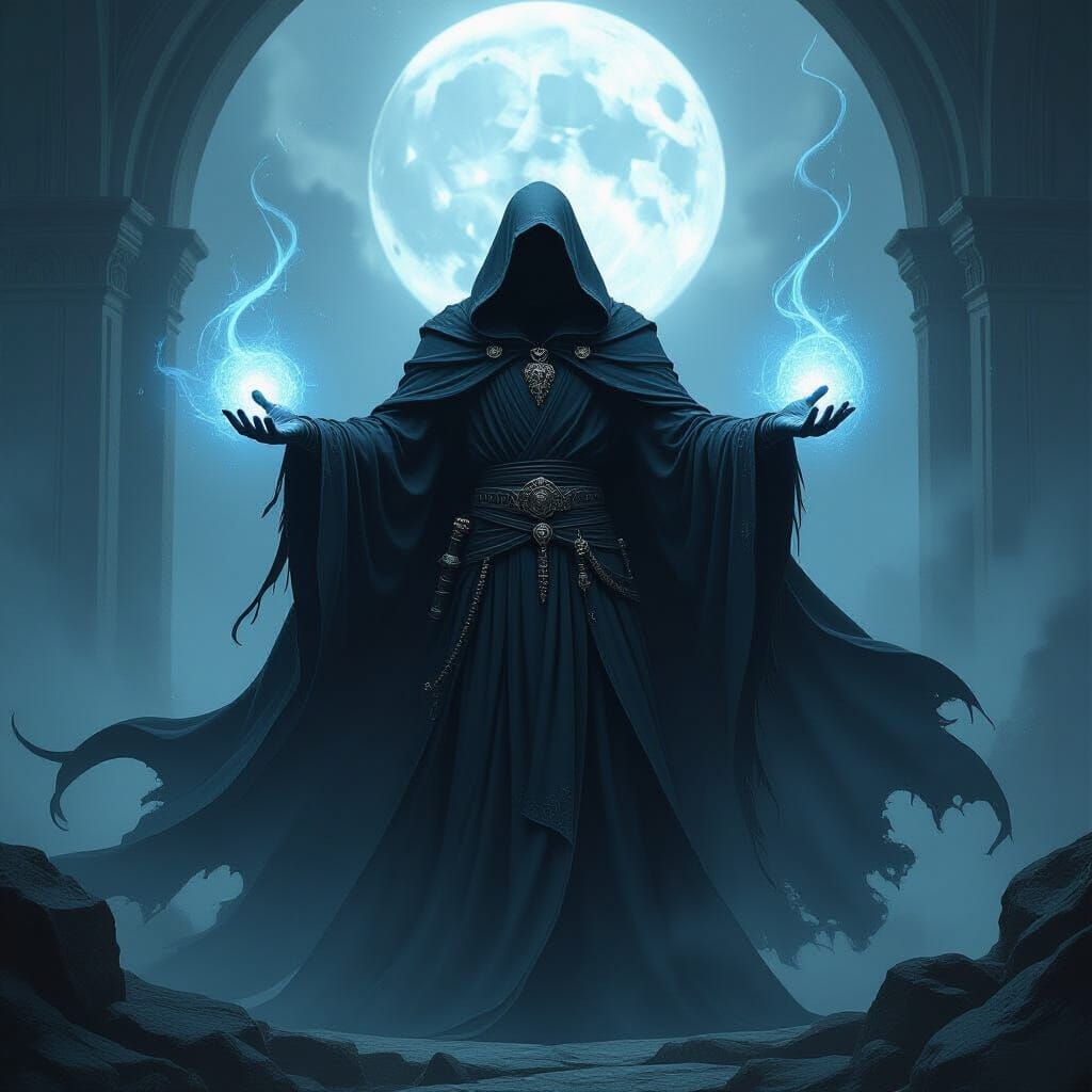 Mystic Spellcaster in Dark Fantasy Realm