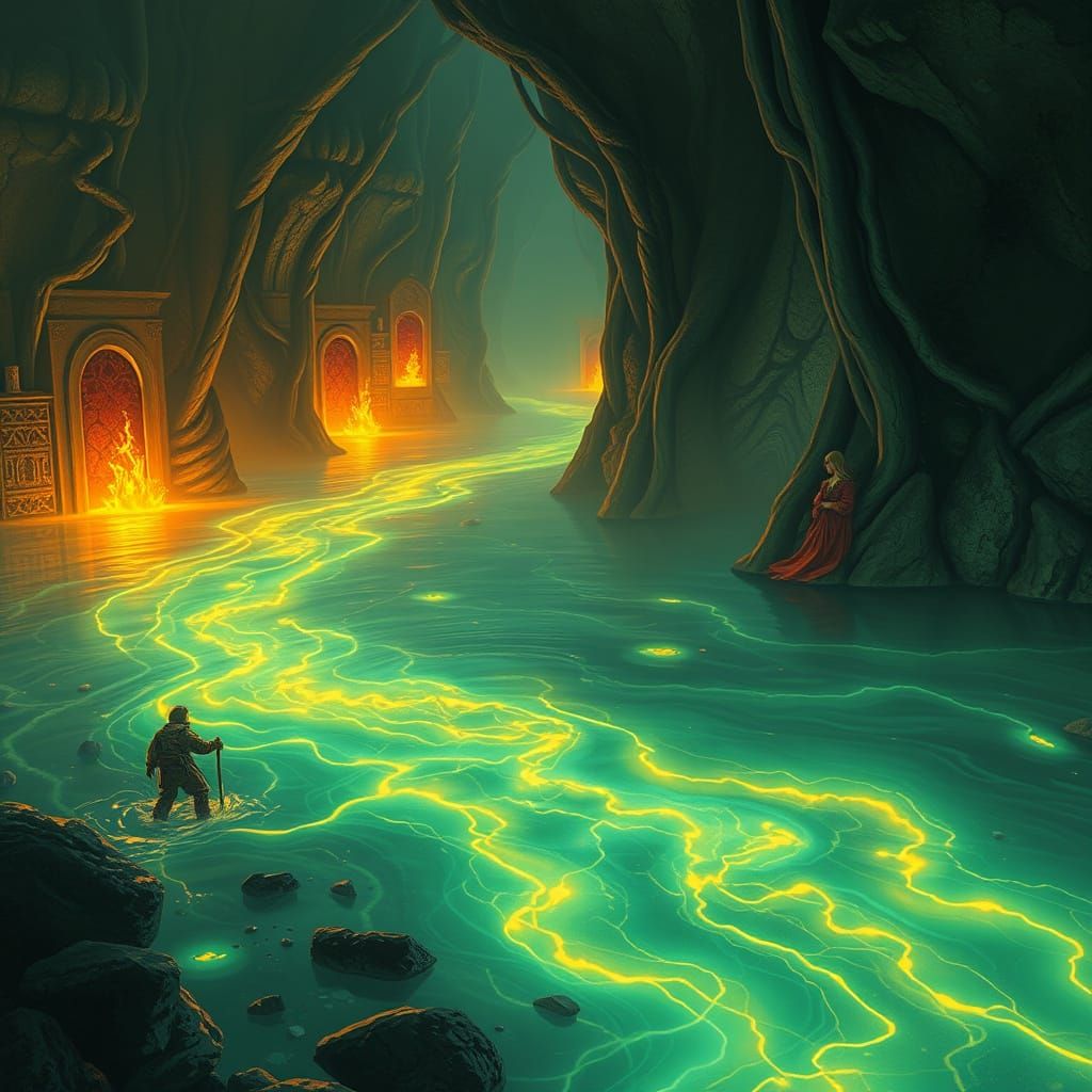 River of Ephemeral Dreams in Vibrant Glass Art