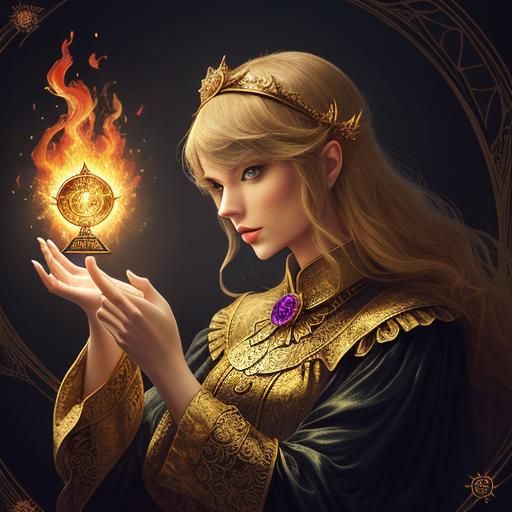 Phoenix Tarot Reader in Surrealist Digital Art Style