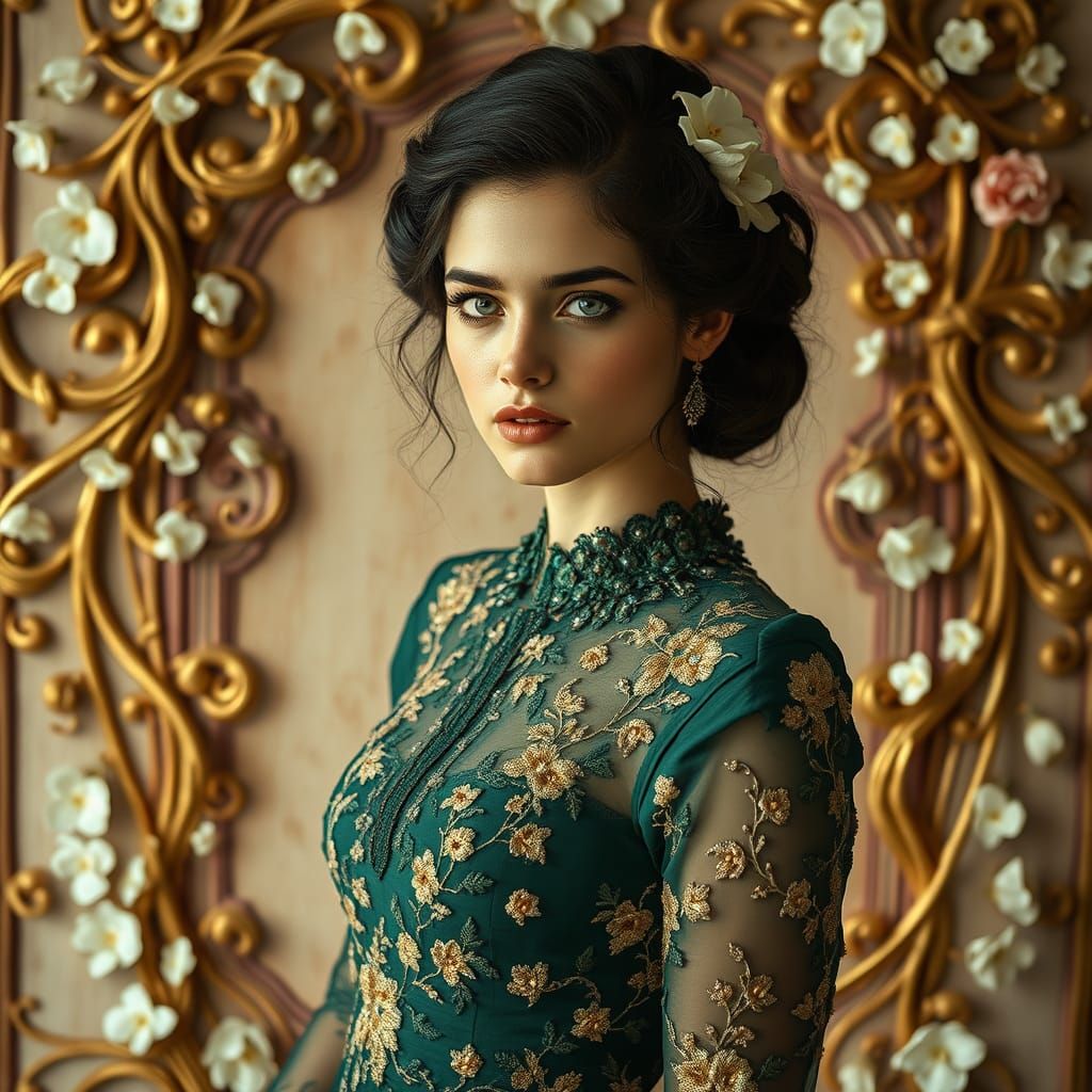 Ethereal Elegance with Structural Boldness in Luxurious Gree...