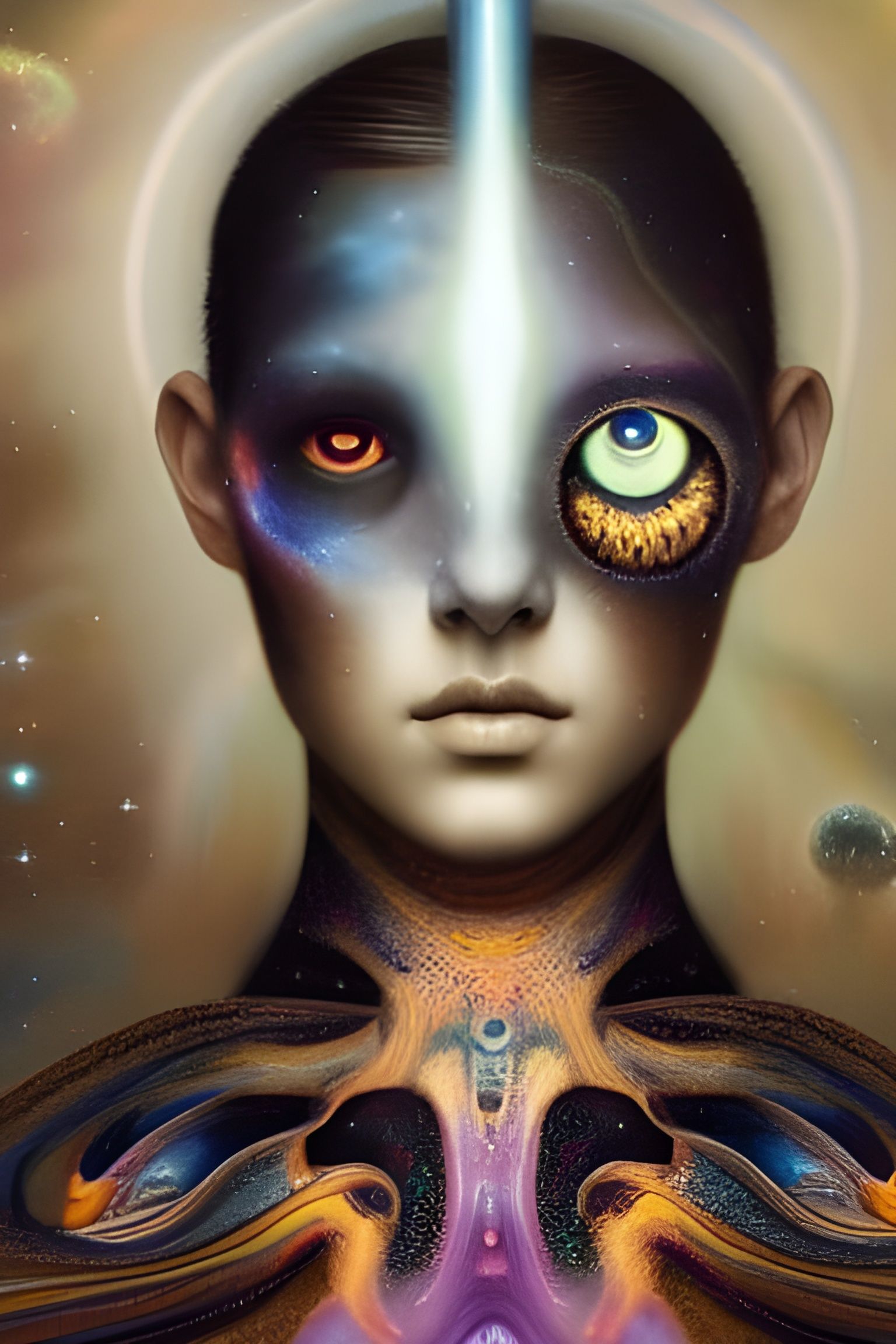 Astral Entity Portrait with Nebulous Eyes