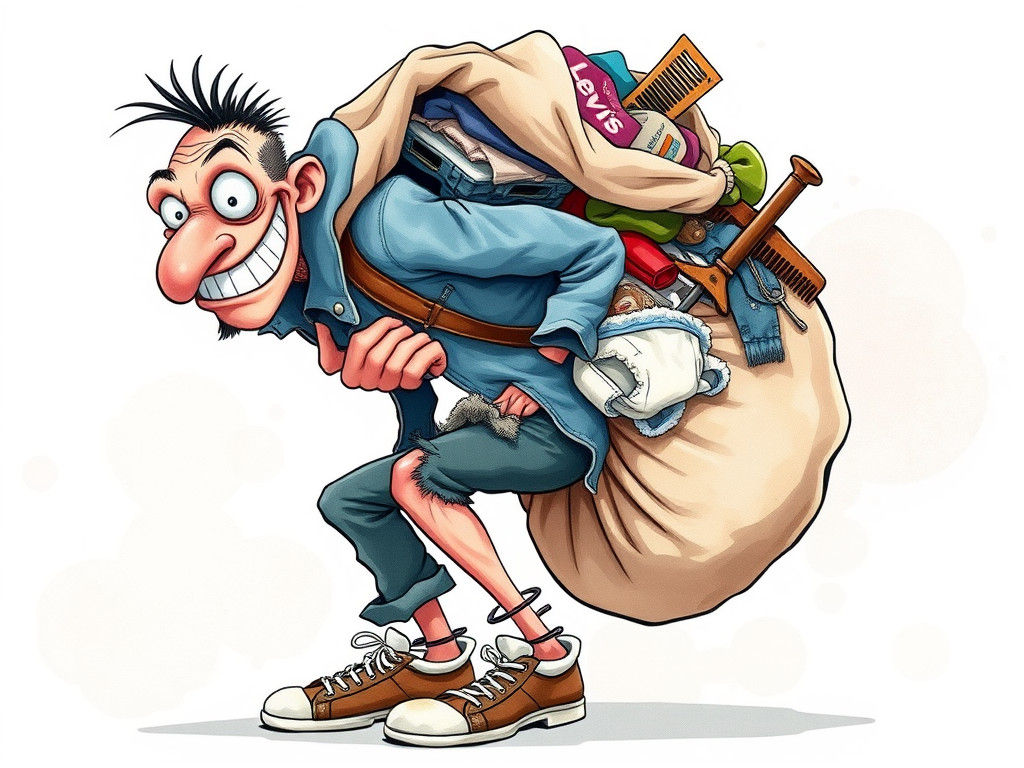 Skinny Thief's Eclectic Loot in Watercolor Manga Style