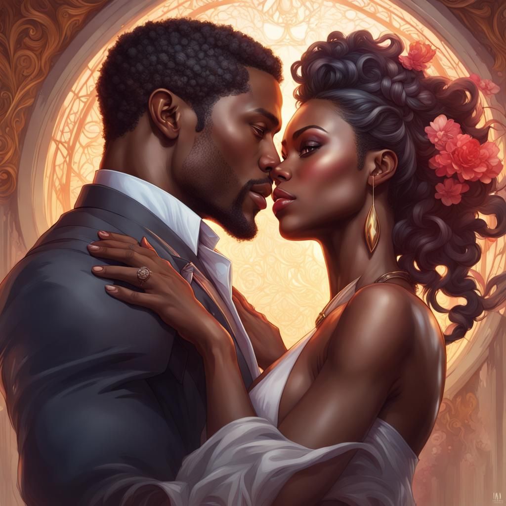Romantic Portrait for Book Cover in Art Nouveau Style