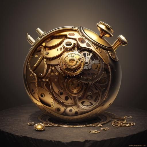 Surreal Apple Core Watch in Oil Painting Style