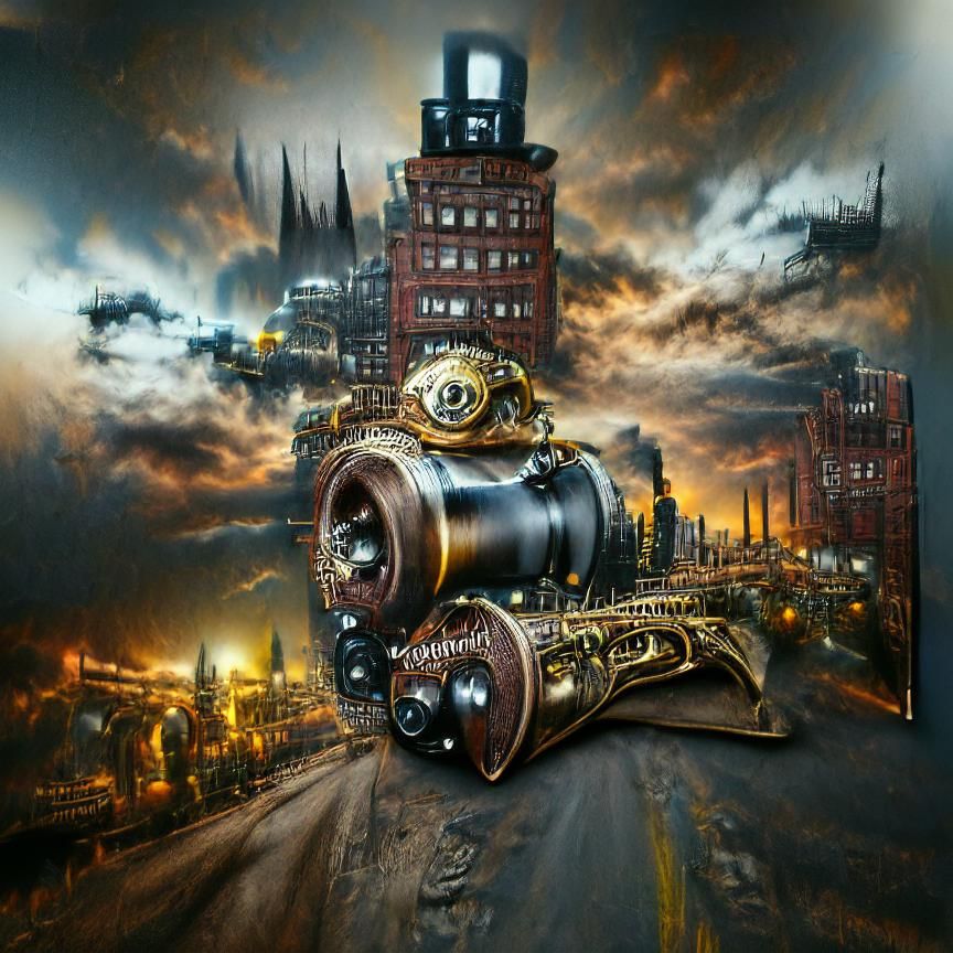 Steampunk Cityscape at Twilight