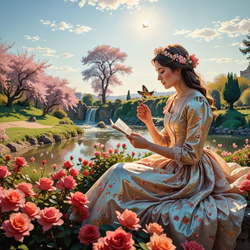 Romantic Afternoon in a Persian Rose Valley