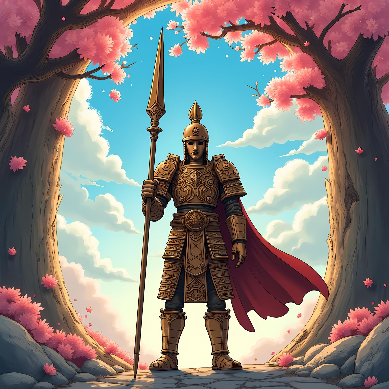 Wooden Soldier Guarding a Fantasy Portal