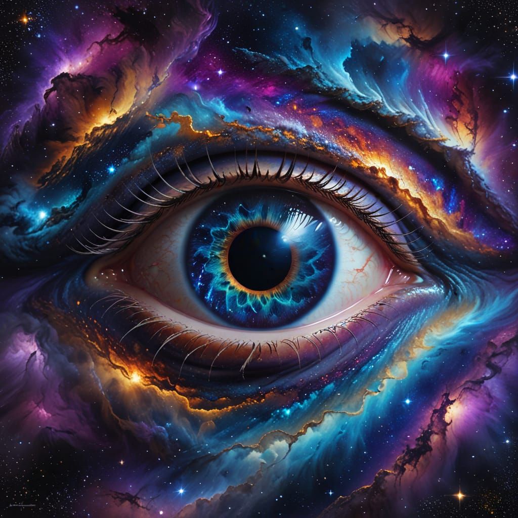 Cosmic Eye Reflecting Nebula in Deep Space Fantasy Art
