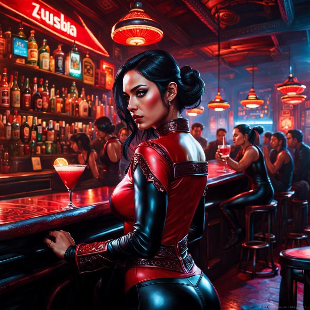 Beautiful Woman in Latex Costume, Hyperdetailed Digital Art