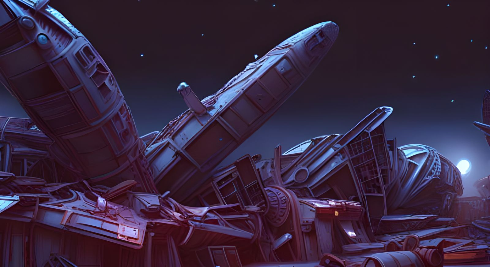 Starship Junkyard: Wrecks Amongst the Stars in Digital Paint...