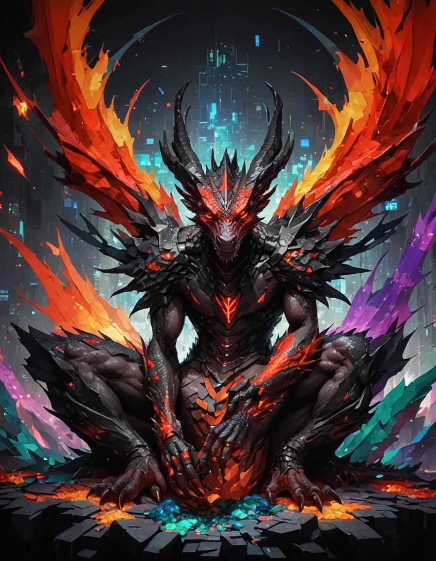 Pixelated Neofuturistic Dragon Fashion in 8k Resolution