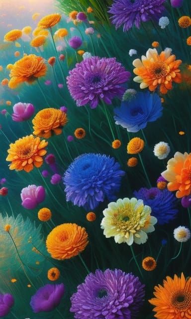 Lush Marigold Flowers with Dew in Hyperrealistic Style