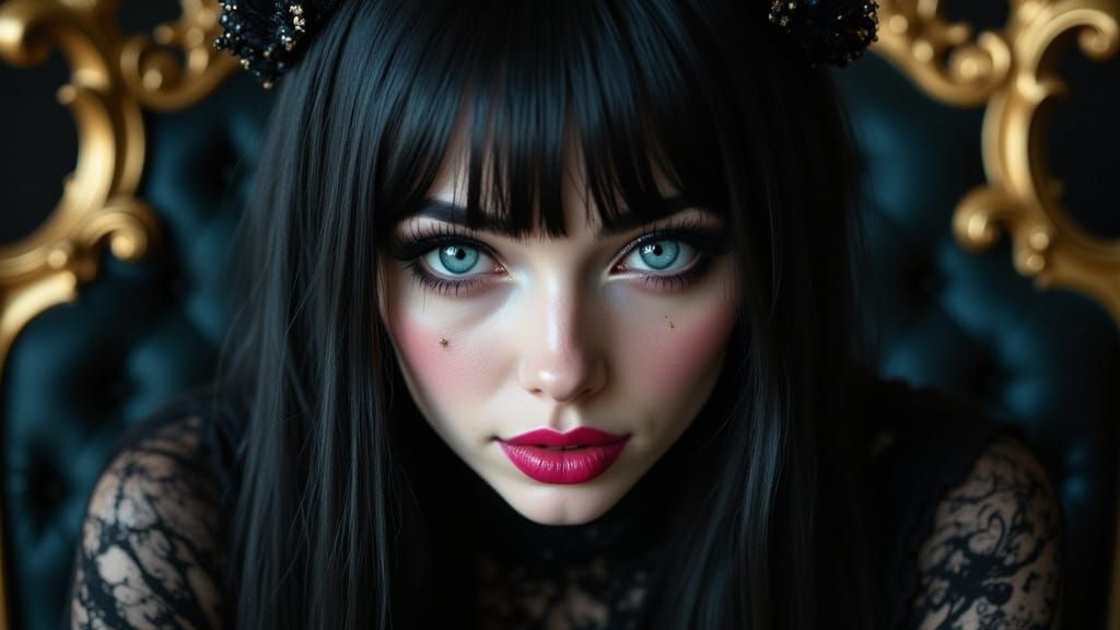 Goth Girl in Cyberpunk Baroque Setting