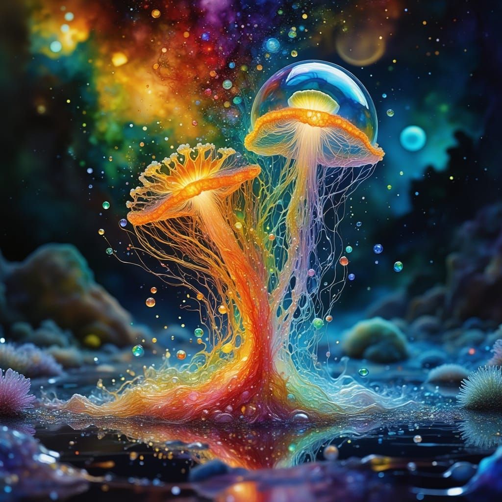 Ethereal Jellyfish Dissolving into Aerogel Filaments