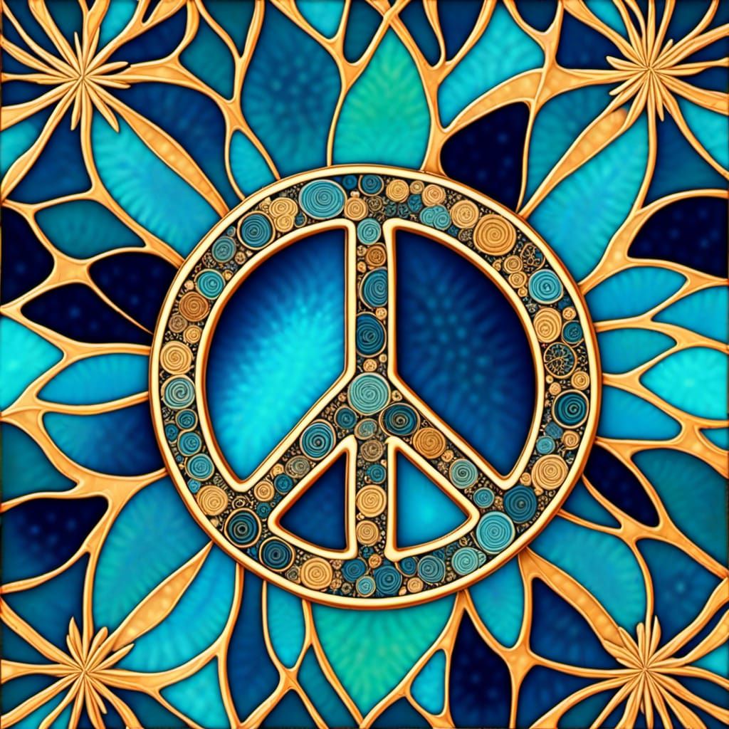 Alcohol Ink Peace Sign on Starry Night