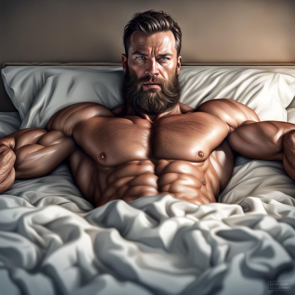 Hyperrealistic Bodybuilder Portrait with Dramatic Lighting