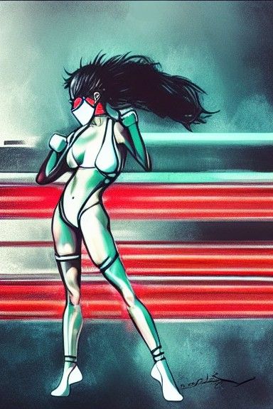 Badass Girl in Combat Suit, Digital Anime Painting