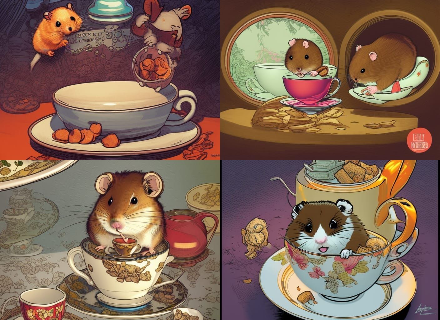 Hamster's Tea Party: Comic Book Style