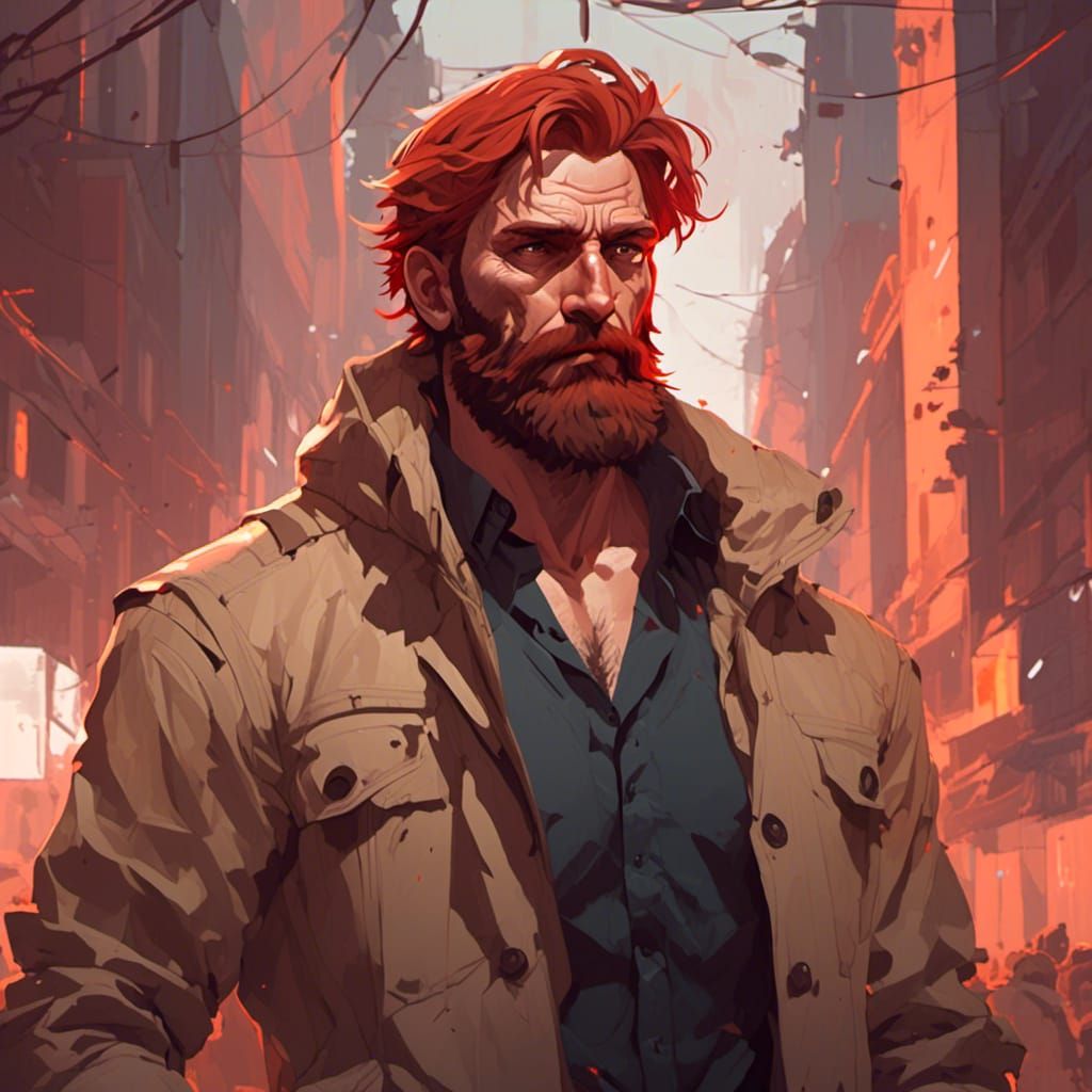 Bearded Man with PTSD: Hyperdetailed Digital Portrait