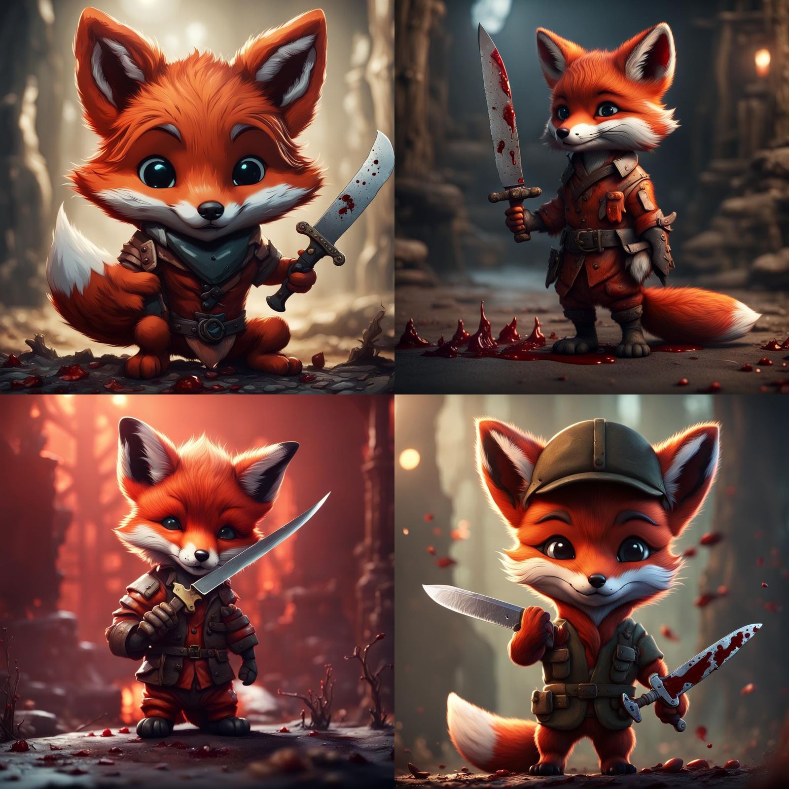 Fox Cub with Knife: Detailed Fantasy Art