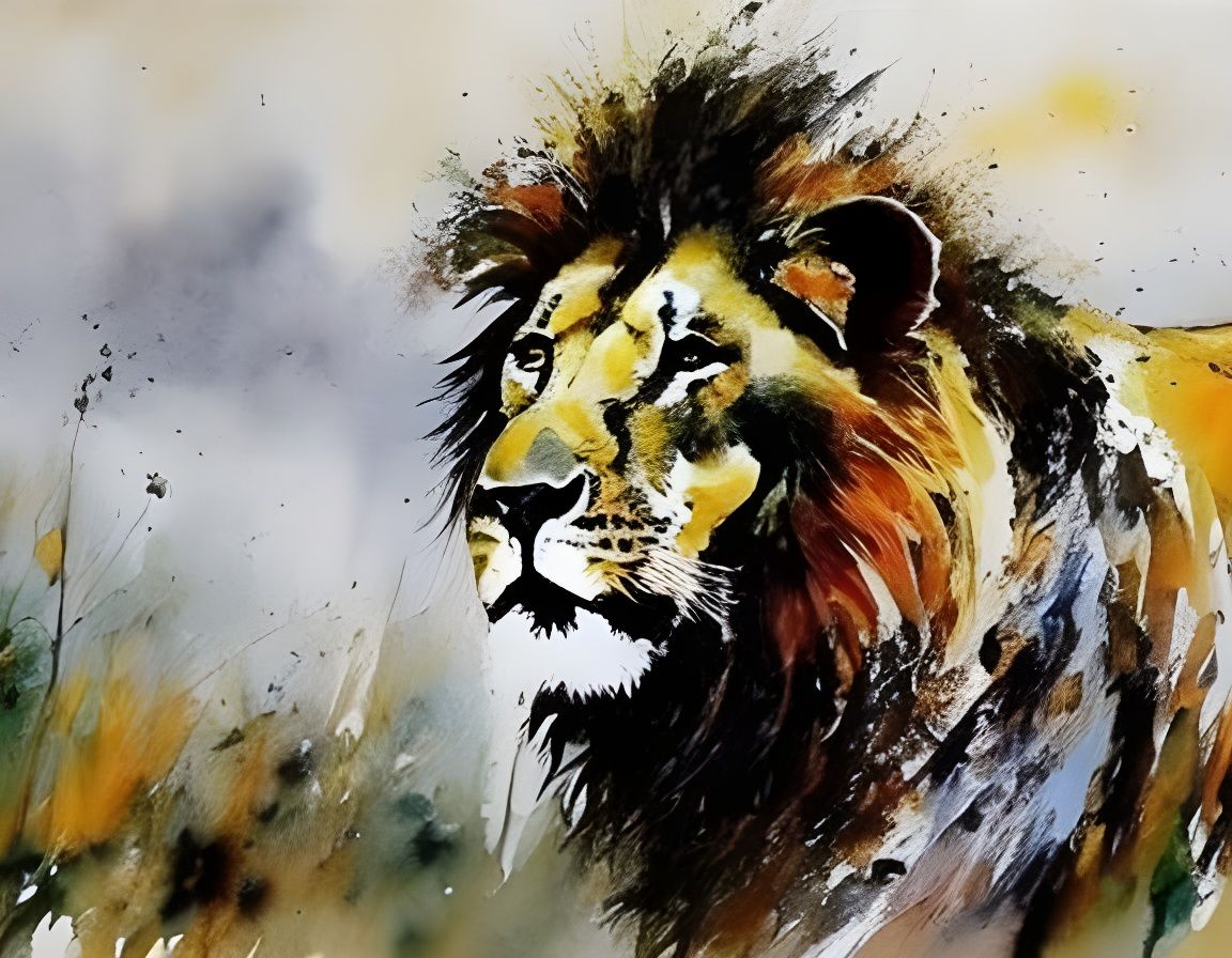 Lion in Watercolor Style