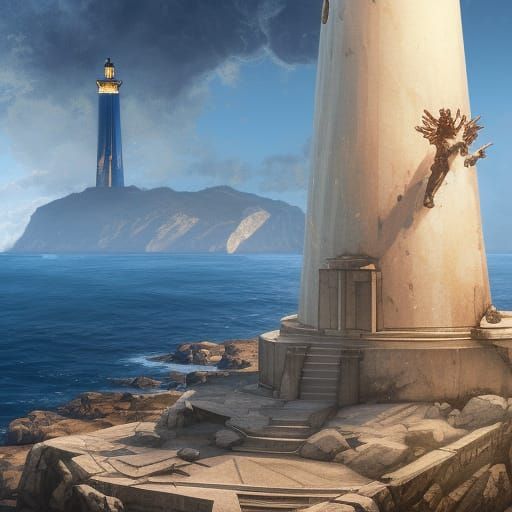Colossus of Rhodes Lighthouse Portrait: Hyperdetailed Art