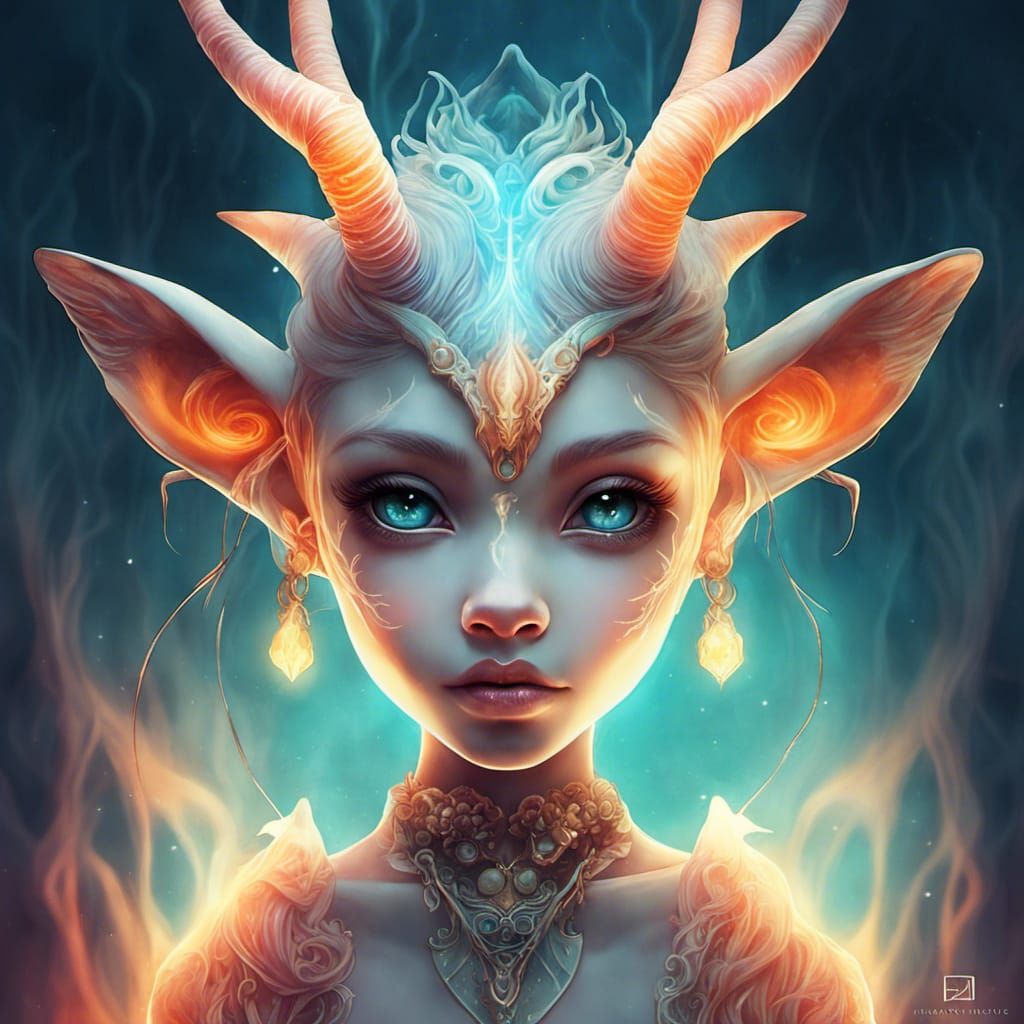 Opalescent Fire Demon Goddess in Hellscape