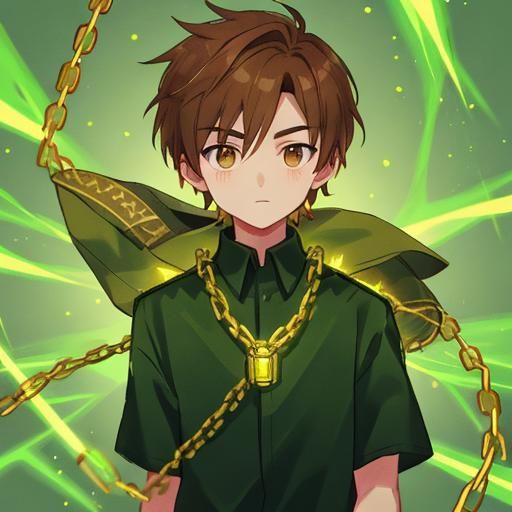 Boy with Brown Hair and Glowing Green Chains
