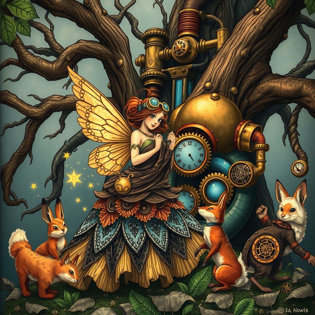 Steampunk Fairy Tale Book Cover Illustration