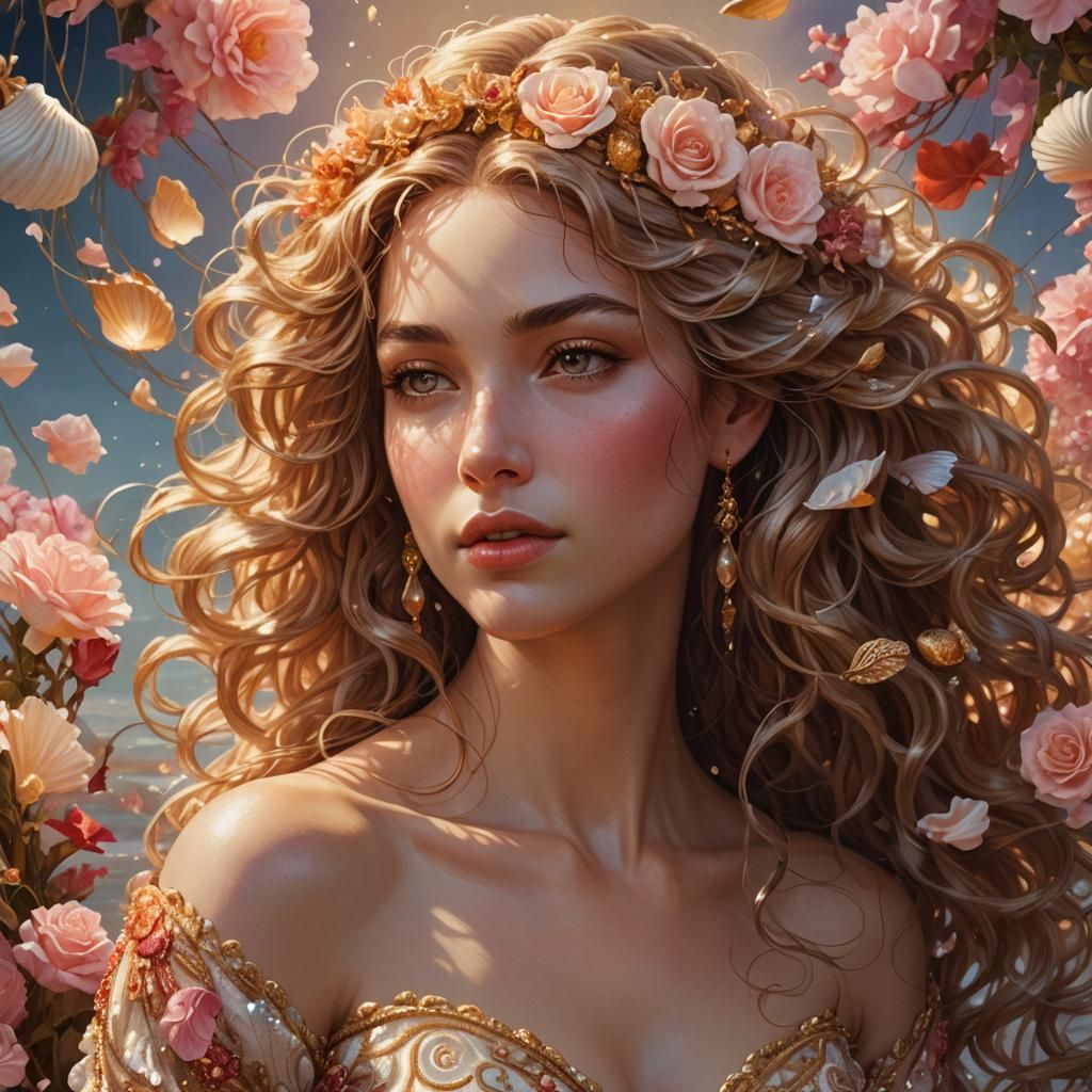 Aphrodite Portrait in Hyperrealistic Digital Art Style