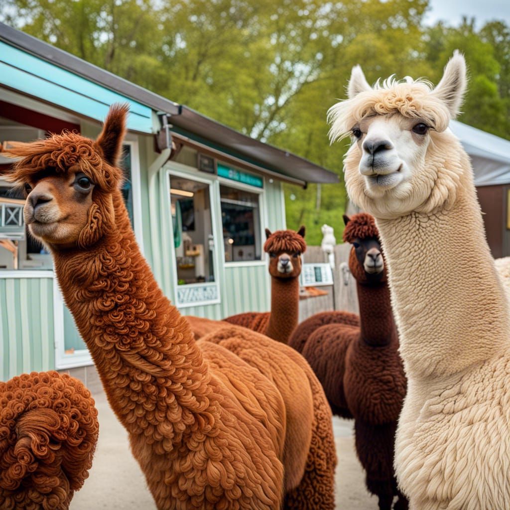 Alpacas at the Ice Cream Parlor