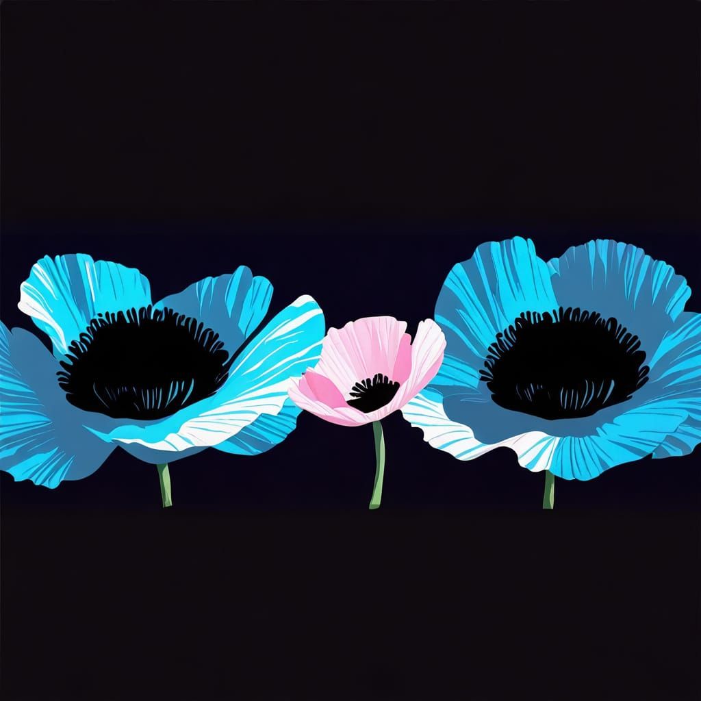 Soft Pink Poppies in a Pastel Landscape