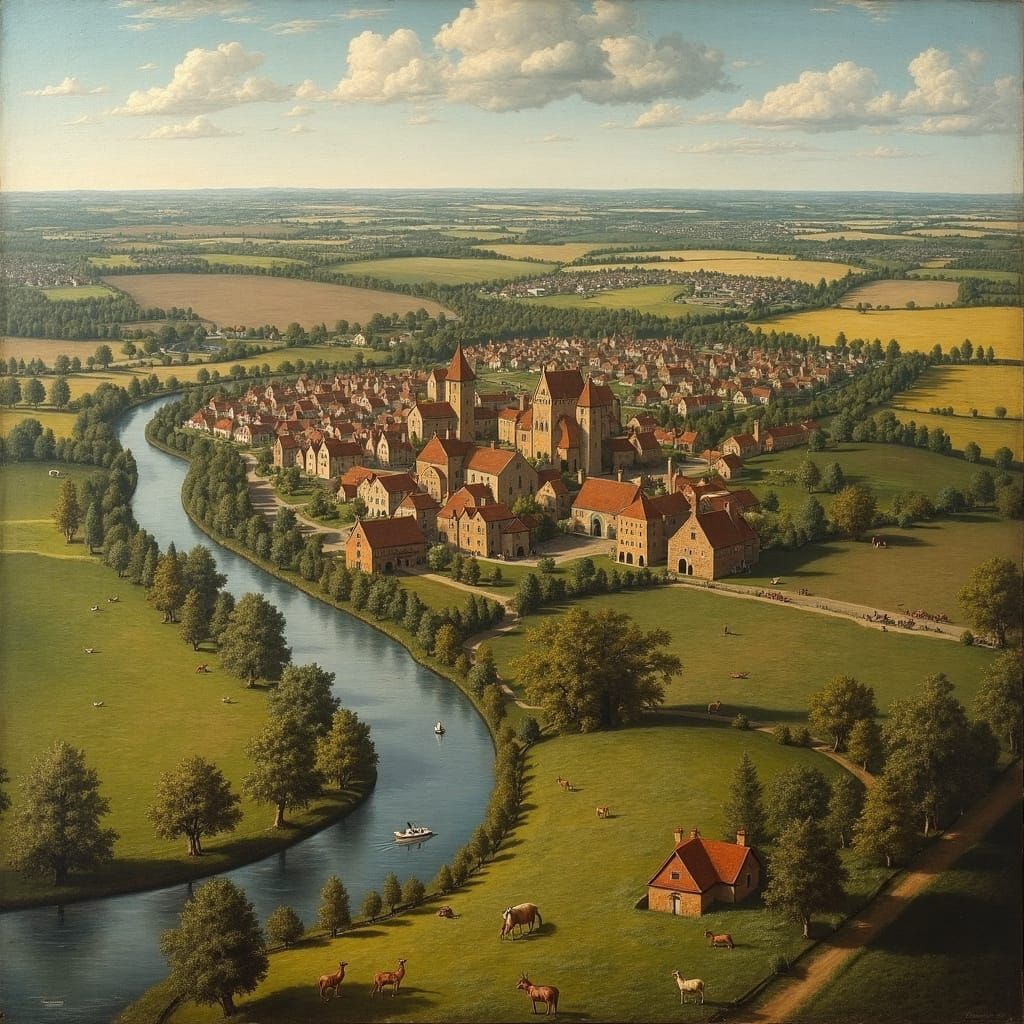 Stratford-upon-Avon, 1564, in the Style of Bruegel