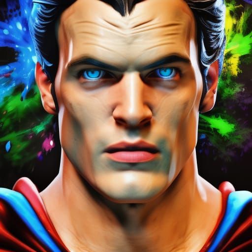Superman Portrait in Acrylic and Gouache