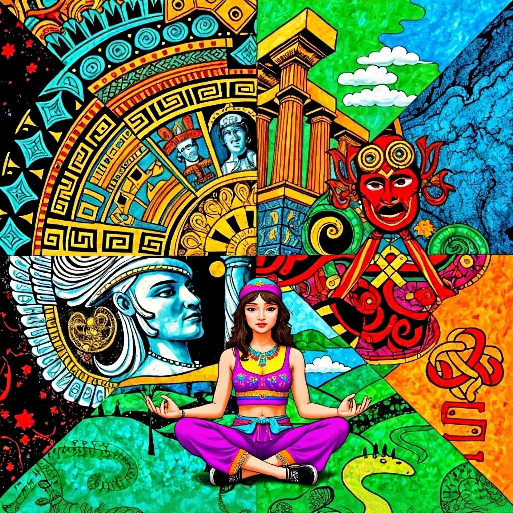 Dynamic Radial Composition: Aztec, Roman, African, Celtic Ar...