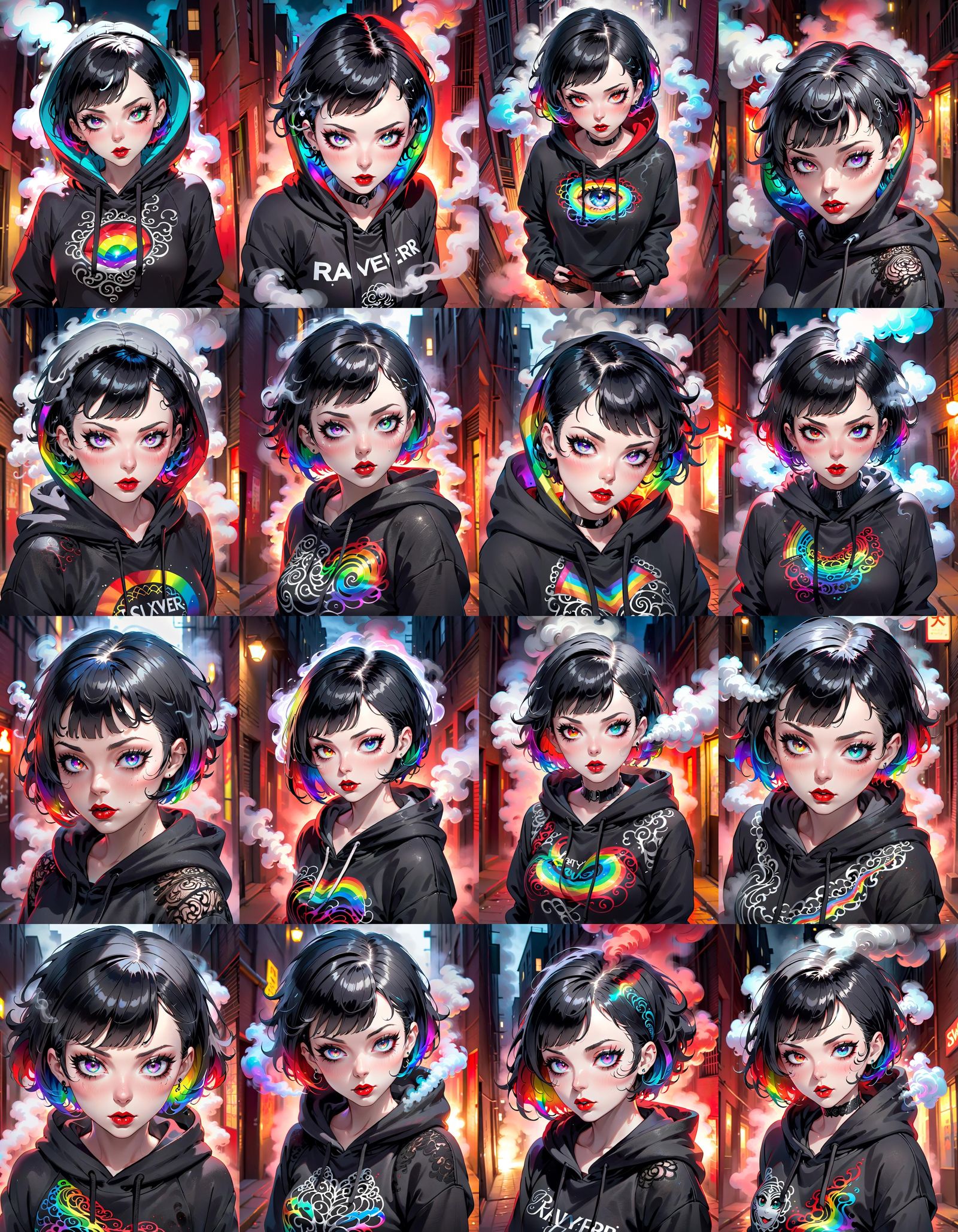 Raver Woman Portrait in City Alley at Night