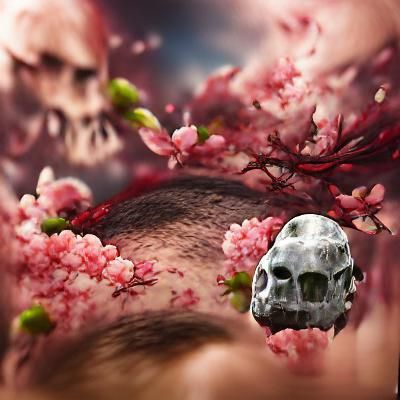 Cherry Blossom Skull: Hyperdetailed Matte Painting