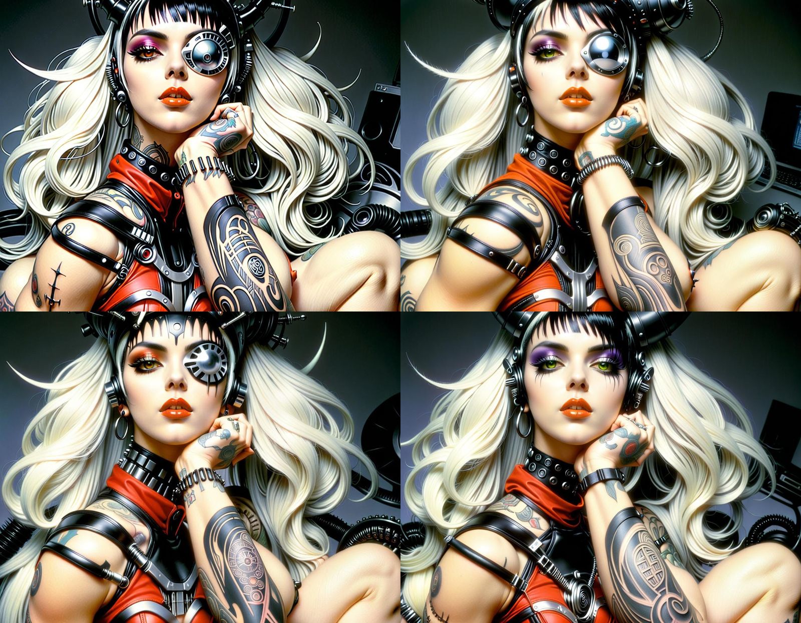 Cybergoth Woman with Tattoos and Body Modifications