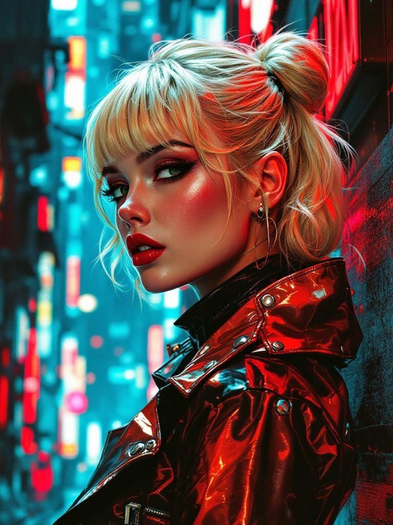 Cyberpunk Pin-Up in Otomo, Sorayama, and Obata Style