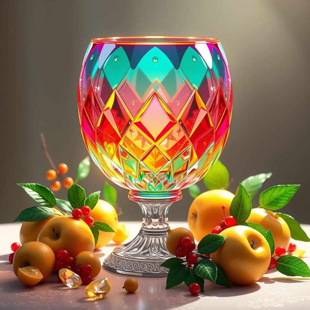 Rainbow Crystal Glass in Anime-Inspired Still Life