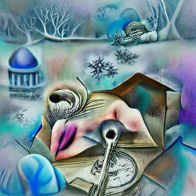 Secrets Unfold: Winter's Noon in Watercolor Style