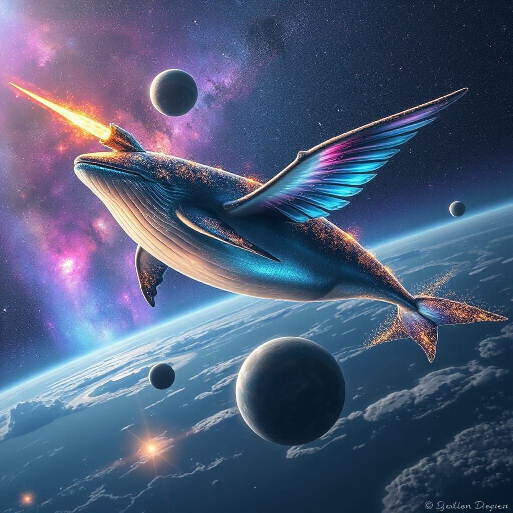 Celestial Whale Soars in Infinite Firmament