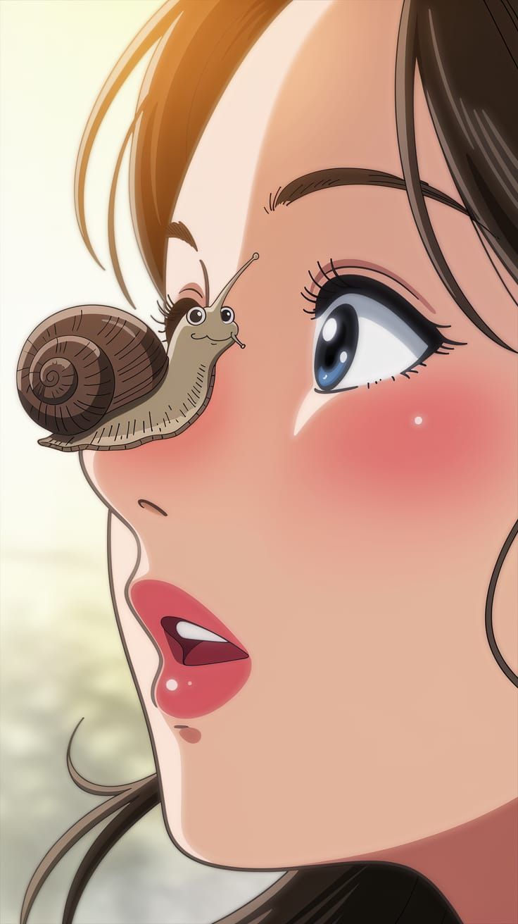 Anime Snail Emerges from Woman's Nostril