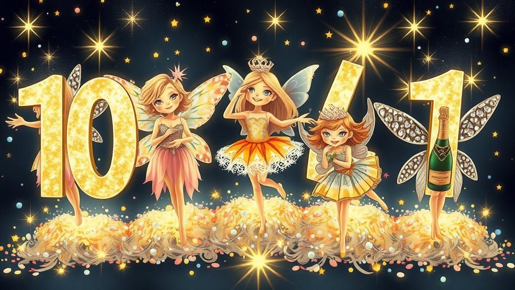 Whimsical New Year's Fairies Count Down with Sparkle and Lig...
