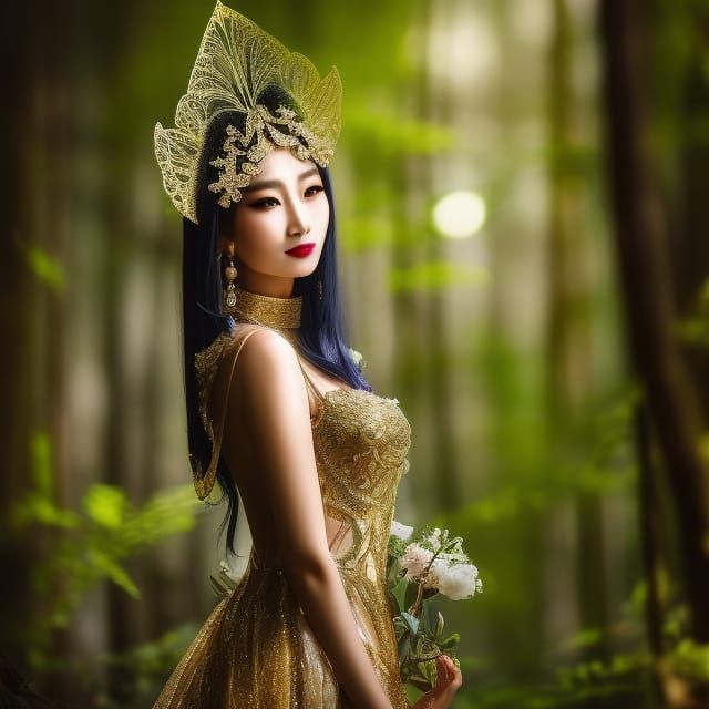 Ethereal Alien Butterfly Woman in Art Nouveau Style